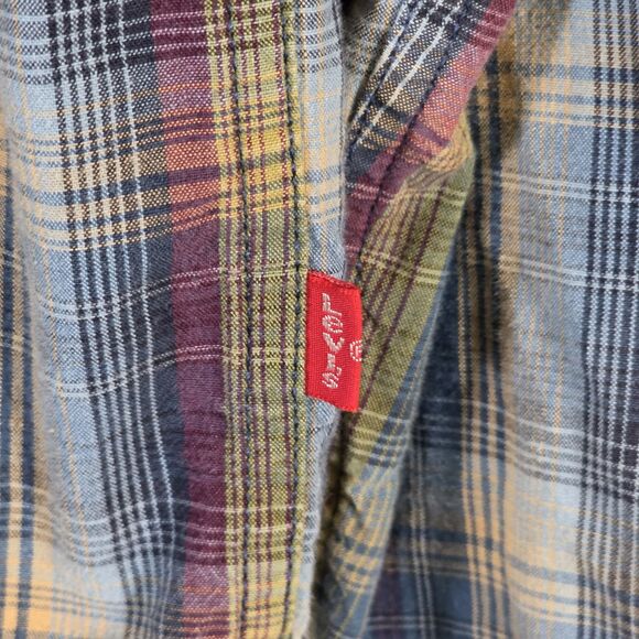 Levi's Red Tab Men's Small Blue & Green Plaid Button Down Long Sleeve Shirt - Picture 3 of 9